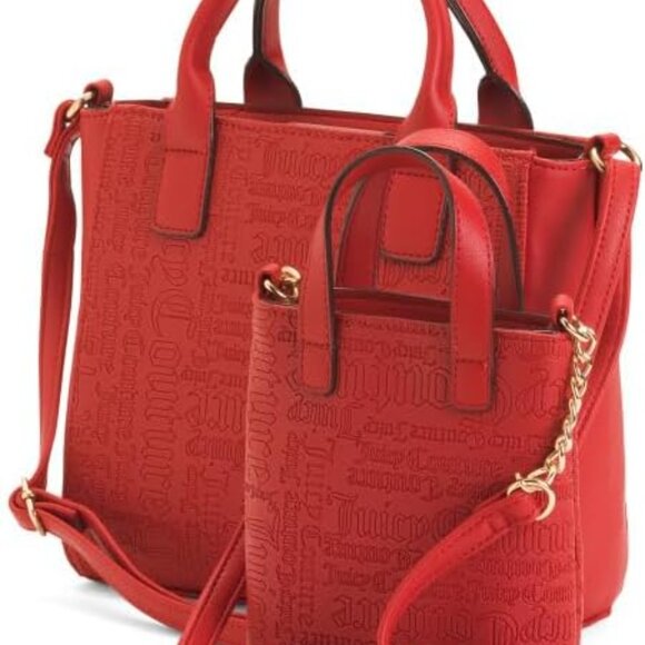 JUICY COUTURE Mommy & Me Mother Daughter Crossbody Satchel Set Red - Picture 4 of 8